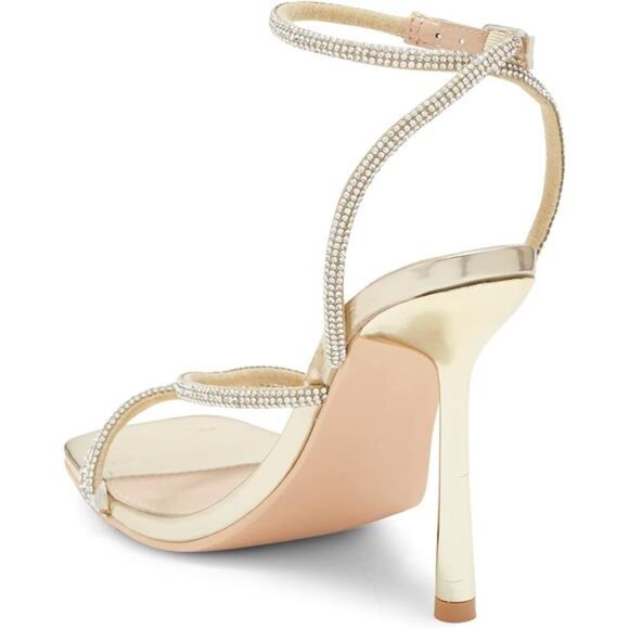 Women's Square Toe Rhinestone Embellished Straps Formal Stiletto High Heels - Picture 3 of 7